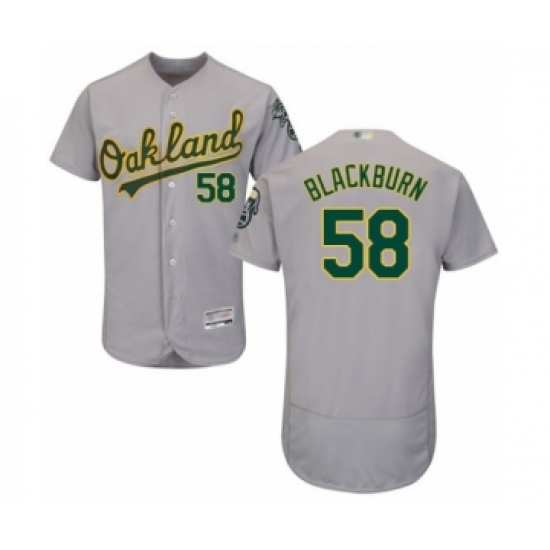 Men's Oakland Athletics #58 Paul Blackburn Grey Road Flex Base Authentic Collection Baseball Player Jersey - Ujersey