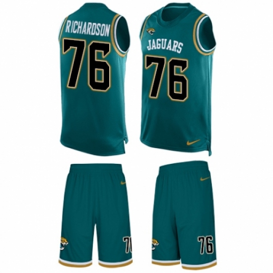 Men's Nike Jacksonville Jaguars #76 Will Richardson Limited Teal Green Tank Top Suit NFL Jersey - Ujersey
