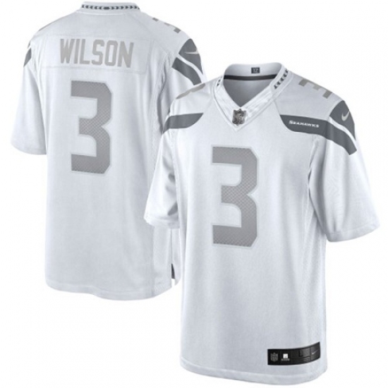 Men's Nike Seattle Seahawks #3 Russell Wilson Limited White Platinum NFL Jersey - Ujersey