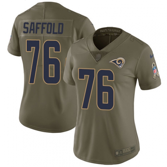 Women's Nike Los Angeles Rams #76 Rodger Saffold Limited Olive 2017 Salute to Service NFL Jersey - Ujersey