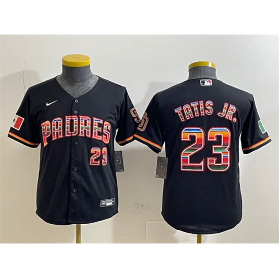 Youth San Diego Padres #23 Fernando Tatis Jr. Black Mexico Cool Base Stitched Baseball Jersey - Ujersey