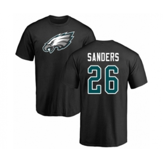 Philadelphia Eagles #26 Miles Sanders Black Name & Number Logo T-Shirt - Ujersey