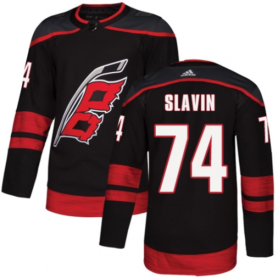 Men's Adidas Carolina Hurricanes #74 Jaccob Slavin Authentic Black Alternate NHL Jersey - Ujersey