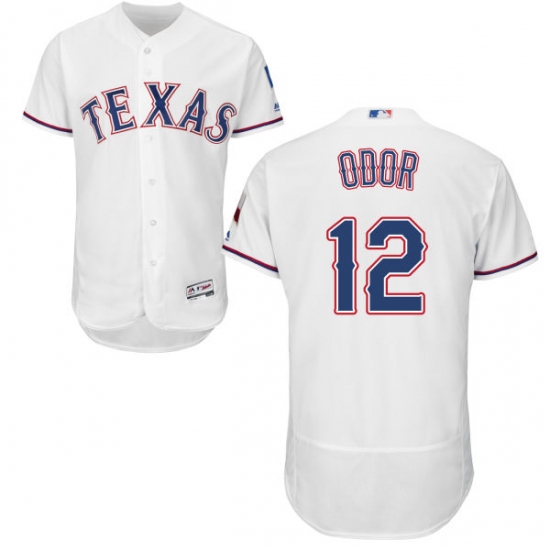 Men's Majestic Texas Rangers #12 Rougned Odor White Home Flex Base Authentic Collection MLB Jersey - Ujersey