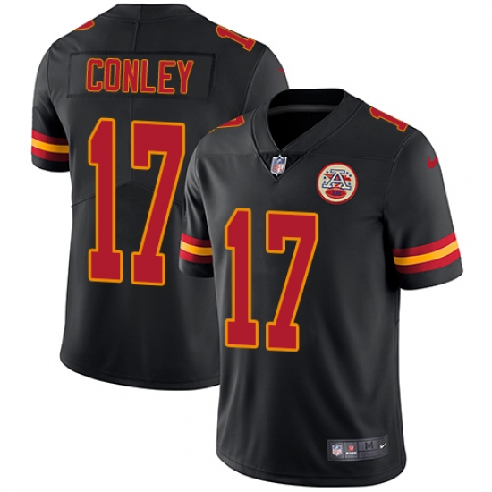 Men's Nike Kansas City Chiefs #17 Chris Conley Limited Black Rush Vapor Untouchable NFL Jersey - Ujersey