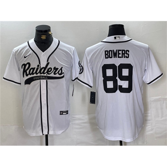 Men's Las Vegas Raiders #89 Brock Bowers White Cool Base Baseball Stitched Jersey - Ujersey