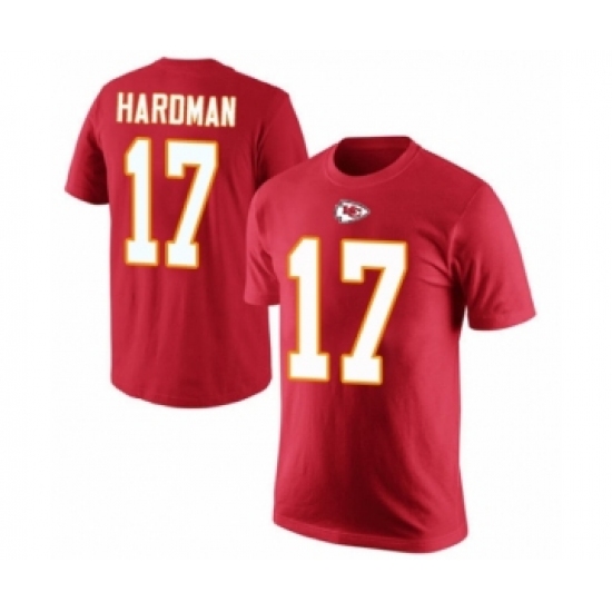 Football Men's Kansas City Chiefs #17 Mecole Hardman Red Rush Pride Name & Number T-Shirt - Ujersey NHL