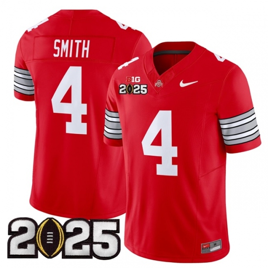Men's Ohio State Buckeyes #4 Jeremiah Smith Red 2025 CFP Final F.U.S.E. Vapor Limited Stitched Football Jersey - Ujersey