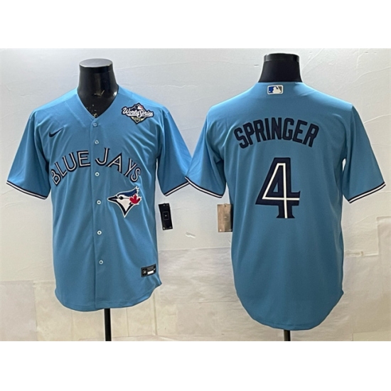 Men's Toronto Blue Jays #4 George Springer Blue 2025 World Series Cool Base Stitched Baseball Jersey - Ujersey