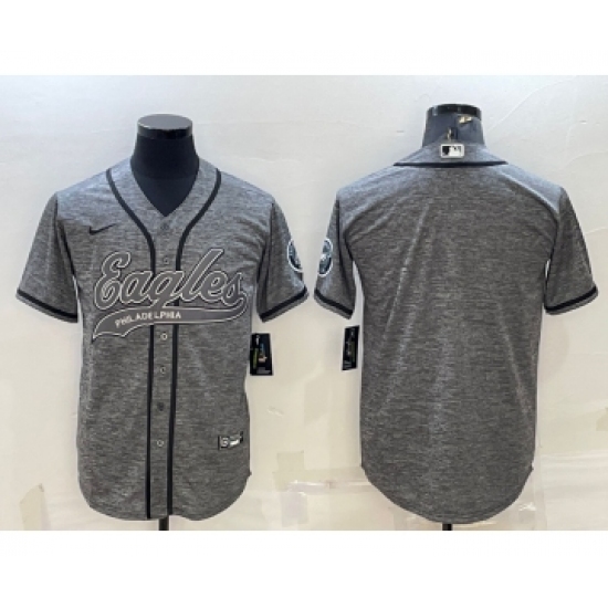 Men's Philadelphia Eagles Blank Grey With Patch Cool Base Stitched Baseball Jersey - Ujersey