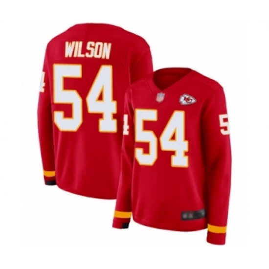 Women's Kansas City Chiefs #54 Damien Wilson Limited Red Therma Long Sleeve Football Jersey - Ujersey