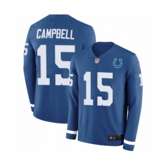Men's Indianapolis Colts #15 Parris Campbell Limited Blue Therma Long Sleeve Football Jersey - Ujersey