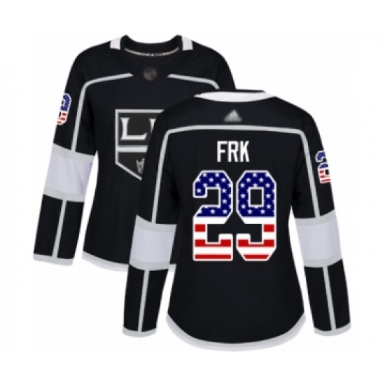 Women's Los Angeles Kings #29 Martin Frk Authentic Black USA Flag Fashion Hockey Jersey - Ujersey