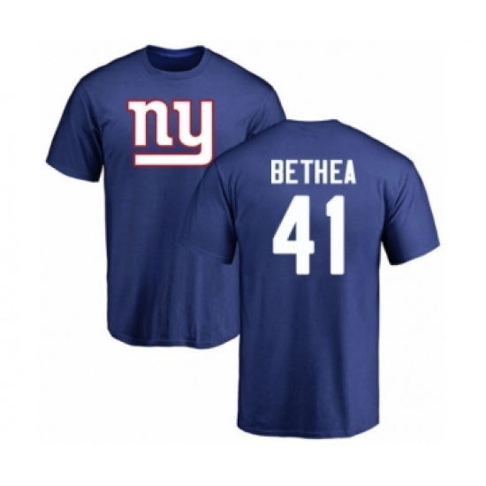 Football New York Giants #41 Antoine Bethea Royal Blue Name & Number Logo T-Shirt - Ujersey