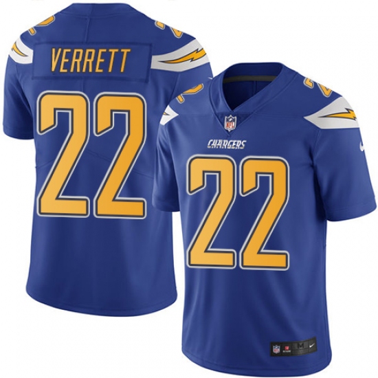 Men's Nike Los Angeles Chargers #22 Jason Verrett Limited Electric Blue Rush Vapor Untouchable NFL Jersey - Ujersey