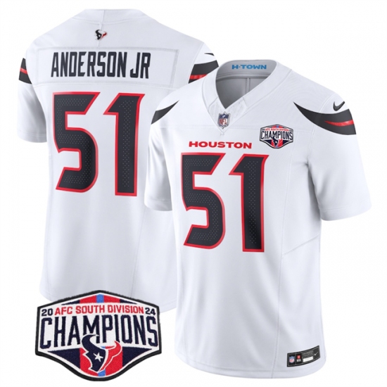 Men's Houston Texans #51 Will Anderson Jr. White F.U.S.E. 2024 AFC South Division Champions Vapor Limited Stitched Football Jersey - Ujersey