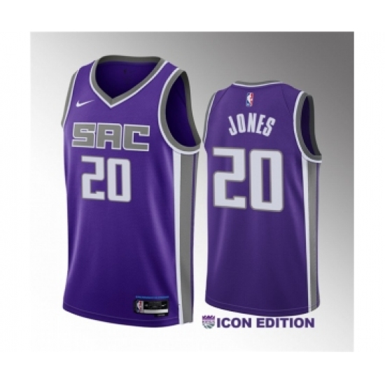 Men's Sacramento Kings #20 Colby Jones Purple 2023 Draft Icon Edition Stitched Jersey - Ujersey