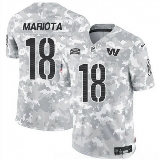 Men's Washington Commanders 18 Marcus Mariota 2024 F U S E Arctic Camo Salute To Service Limited Stitched Football Jersey - Ujersey