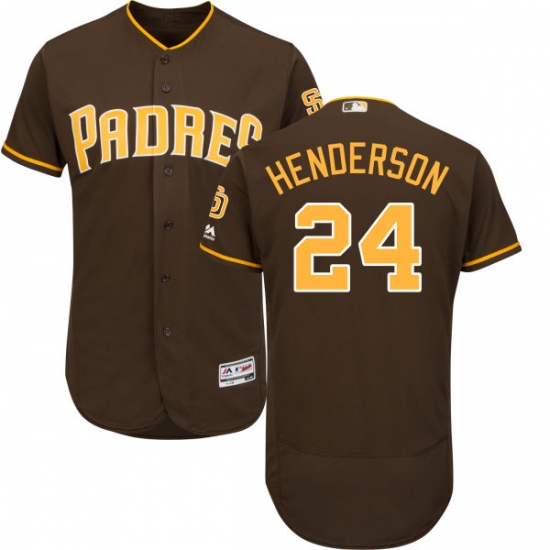 Men's Majestic San Diego Padres #24 Rickey Henderson Brown Alternate Flex Base Authentic Collection MLB Jersey - Ujersey