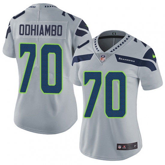 Women's Nike Seattle Seahawks #70 Rees Odhiambo Grey Alternate Vapor Untouchable Limited Player NFL Jersey - Ujersey