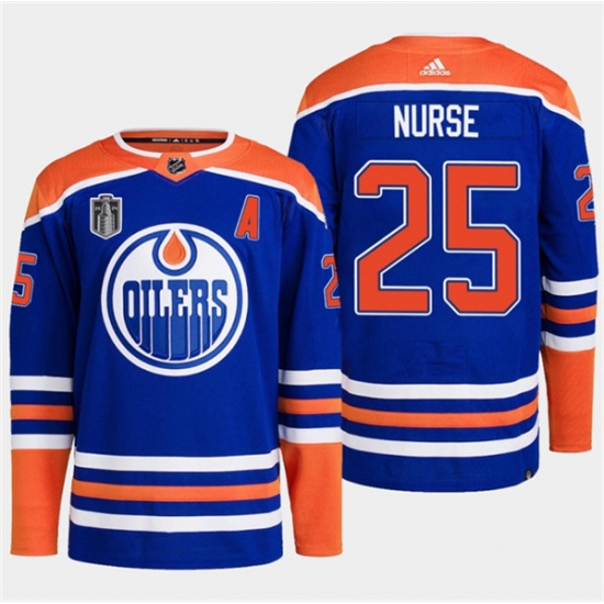 Men's Edmonton Oilers #25 Darnell Nurse Royal 2024 Stanley Cup Final Stitched Jersey