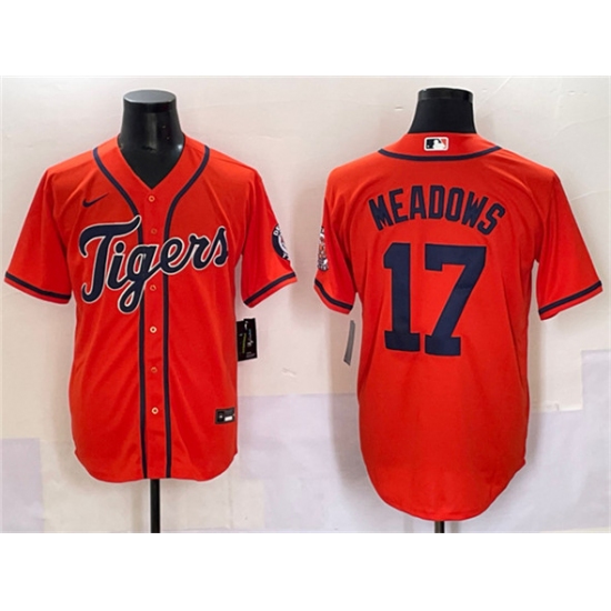 Men's Detroit Tigers #17 Parker Meadows Orange With Cool Base Stitched Baseball Jersey - Ujersey
