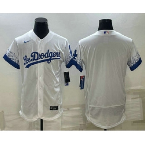 Men's Los Angeles Dodgers Blank White City Connect Flex Base Stitched Baseball Jersey - Ujersey