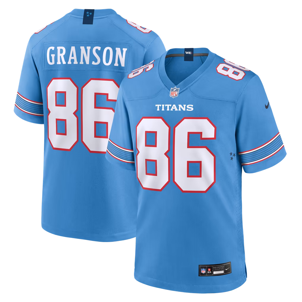 Men's Tennessee Titans Kylen Granson Nike Light Blue Team Game Jersey - Ujersey Shop