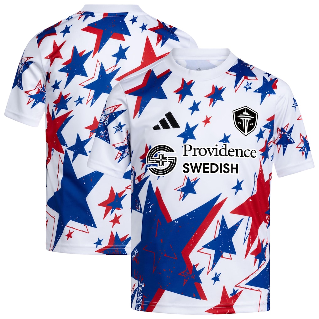 Youth Seattle Sounders FC adidas White 2026 Americana Pre-Match Jersey