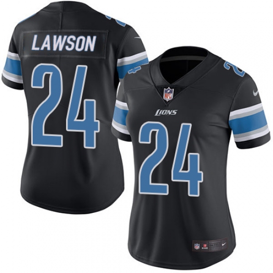 Women's Nike Detroit Lions #24 Nevin Lawson Limited Black Rush Vapor Untouchable NFL Jersey - Ujersey