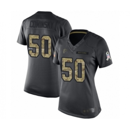 Women's Atlanta Falcons #50 John Cominsky Limited Black 2016 Salute to Service Football Jersey - Ujersey