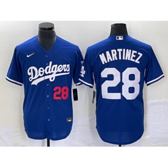 Men's Los Angeles Dodgers #28 JD Martinez Number Blue Stitched Cool Base Nike Jersey - Ujersey