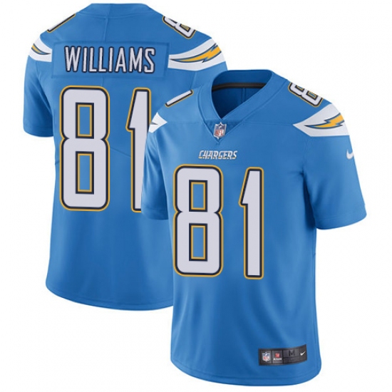 Youth Nike Los Angeles Chargers #81 Mike Williams Electric Blue Alternate Vapor Untouchable Limited Player NFL Jersey - Ujersey