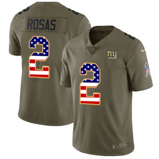 Youth Nike New York Giants #2 Aldrick Rosas Limited Olive/USA Flag 2017 Salute to Service NFL Jersey - Ujersey
