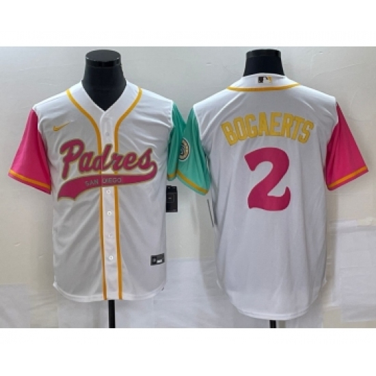 Men's San Diego Padres #2 Xander Bogaerts White NEW 2023 City Connect Cool Base Stitched Jersey1 - Ujersey