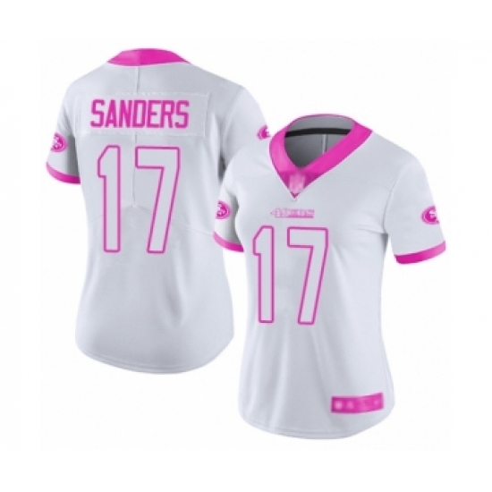 Women's San Francisco 49ers #17 Emmanuel Sanders Limited White Pink Rush Fashion Football Jersey - Ujersey