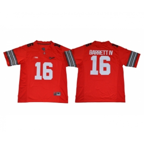 Ohio State Buckeyes 16 J.T. Barrett IV Red With Diamond Logo College Football Jersey - Ujersey