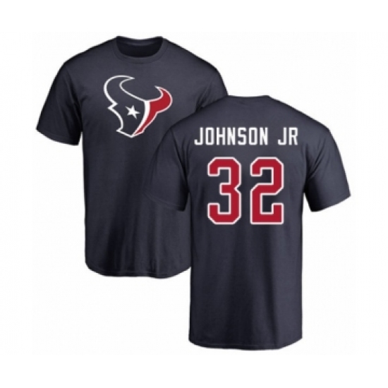 Football Houston Texans #32 Lonnie Johnson Navy Blue Name & Number Logo T-Shirt - Ujersey