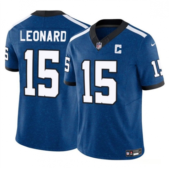 Men's Indianapolis Colts #15 Riley Leonard Blue 2025 F.U.S.E. Throwback Vapor Limited Football Stitched Jersey - Ujersey