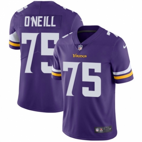 Youth Nike Minnesota Vikings #75 Brian O'Neill Purple Team Color Vapor Untouchable Limited Player NFL Jersey - Ujersey