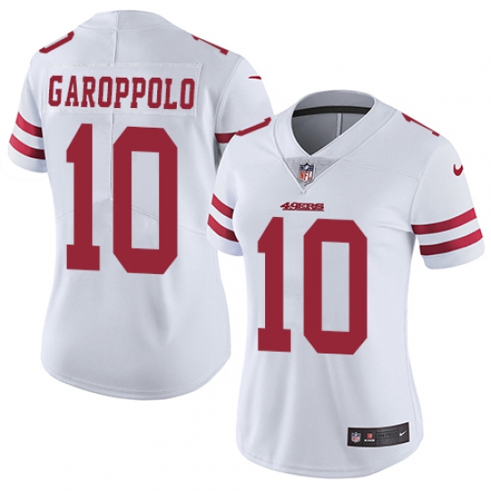 Women's Nike San Francisco 49ers #10 Jimmy Garoppolo White Vapor Untouchable Elite Player NFL Jersey - Ujersey