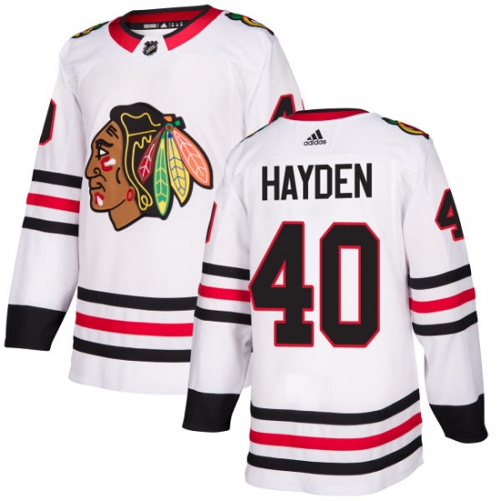 Women's Adidas Chicago Blackhawks #40 John Hayden Authentic White Away NHL Jersey - Ujersey