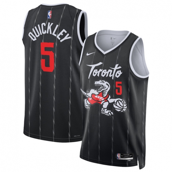 Men's Toronto Raptors #5 Immanuel Quickley Black 2025-26 City Edition Stitched Basketball Jersey - Ujersey