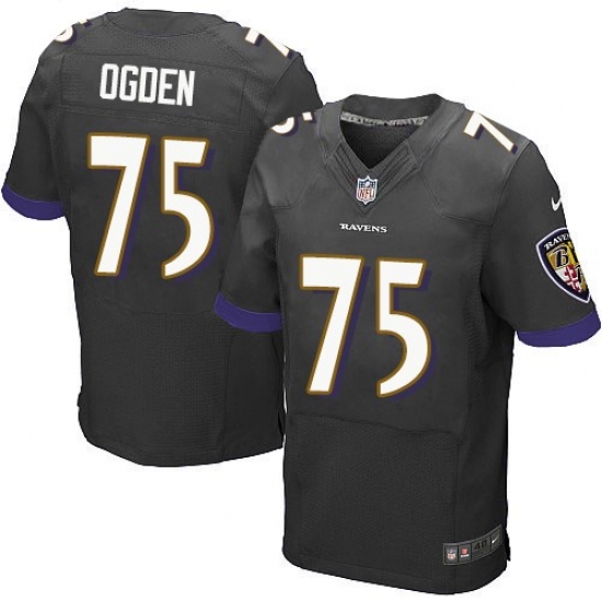 Men's Nike Baltimore Ravens #75 Jonathan Ogden Elite Black Alternate NFL Jersey - Ujersey
