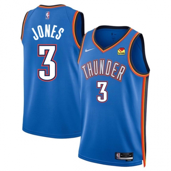 Men's Oklahoma City Thunder #3 Dillon Jones Blue 2024 Draft Icon Edition Stitched Basketball Jersey - Ujersey