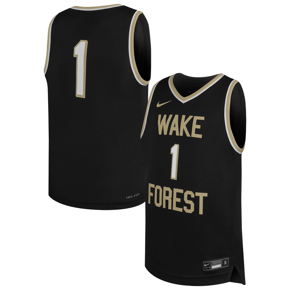 Youth Nike #1 Black Wake Forest Demon Deacons Replica Basketball Jersey - U-jersey