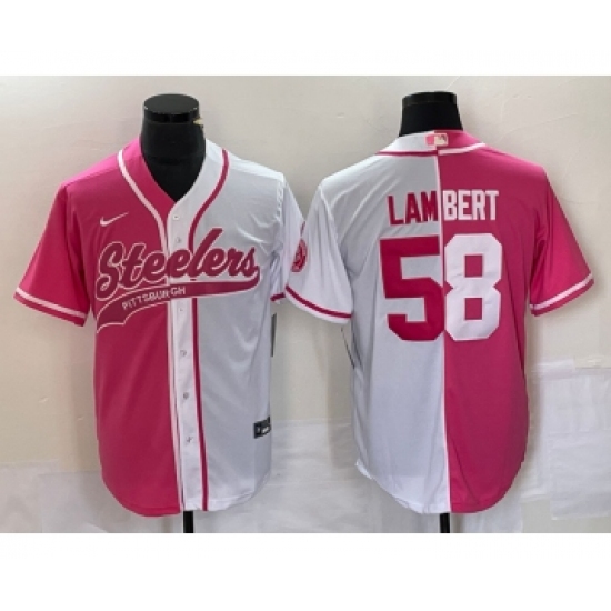 Men's Nike Pittsburgh Steelers #58 Jack Lambert Pink White Two Tone Cool Base Stitched Baseball Jersey - Ujersey