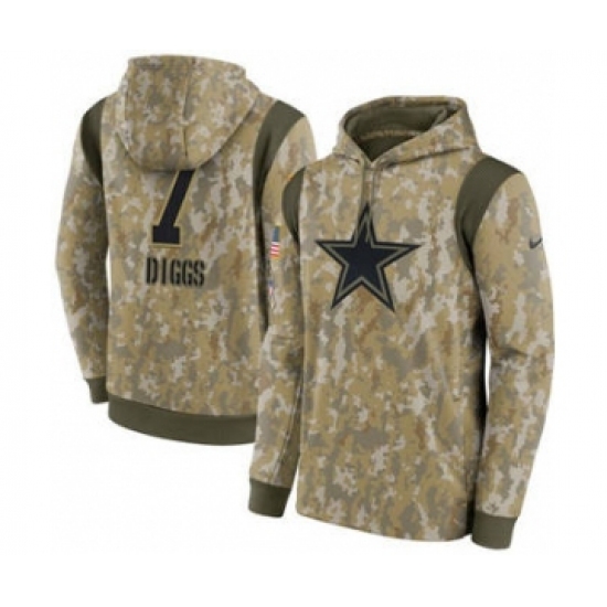 Men's Dallas Cowboys #7 Trevon Diggs Camo 2021 Salute To Service Therma Performance Pullover Football Hoodie - Ujersey