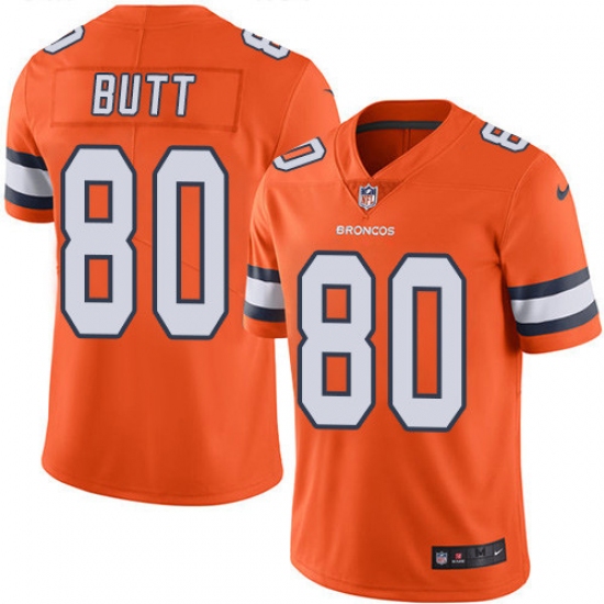 Men's Nike Denver Broncos #80 Jake Butt Limited Orange Rush Vapor Untouchable NFL Jersey - Ujersey