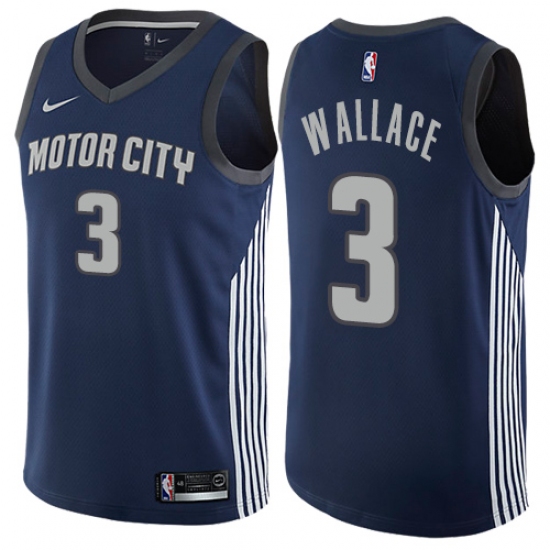 Men's Nike Detroit Pistons #3 Ben Wallace Swingman Navy Blue NBA Jersey - City Edition - Ujersey